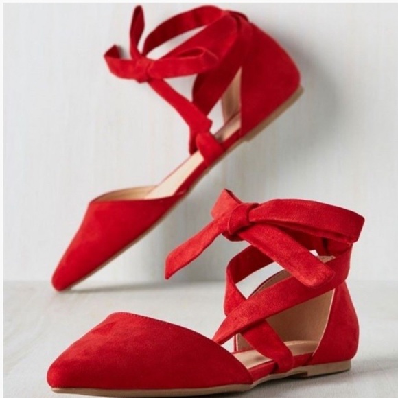 Red Ballet Vintage Comfortable Flats Soft Suede - Picture 2 of 10